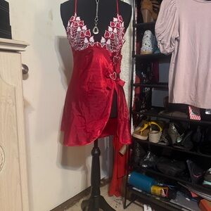 Frederick's of Hollywood VTG valentines Red Satin Chemise